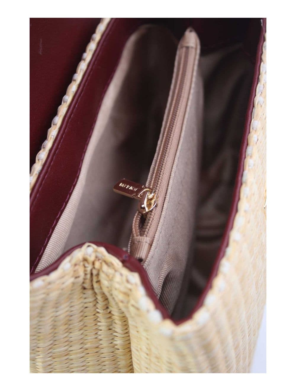 Petit Sac à Main Effet Paille 24P-5926A-Apricot/Red