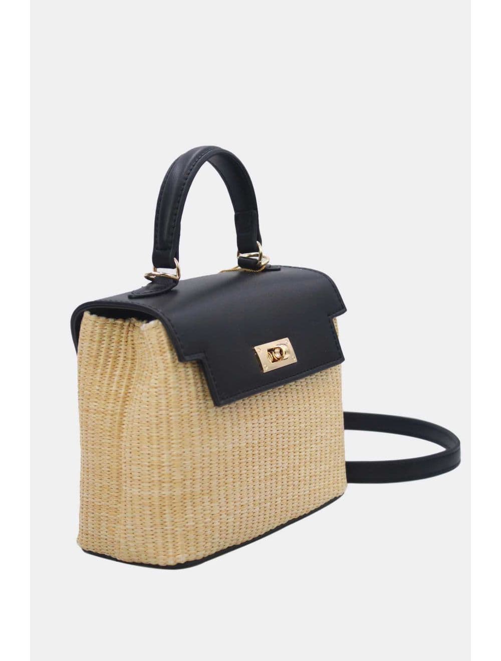 Petit Sac à Main Effet Paille 24P-5926A-Apricot/Black — vue 5