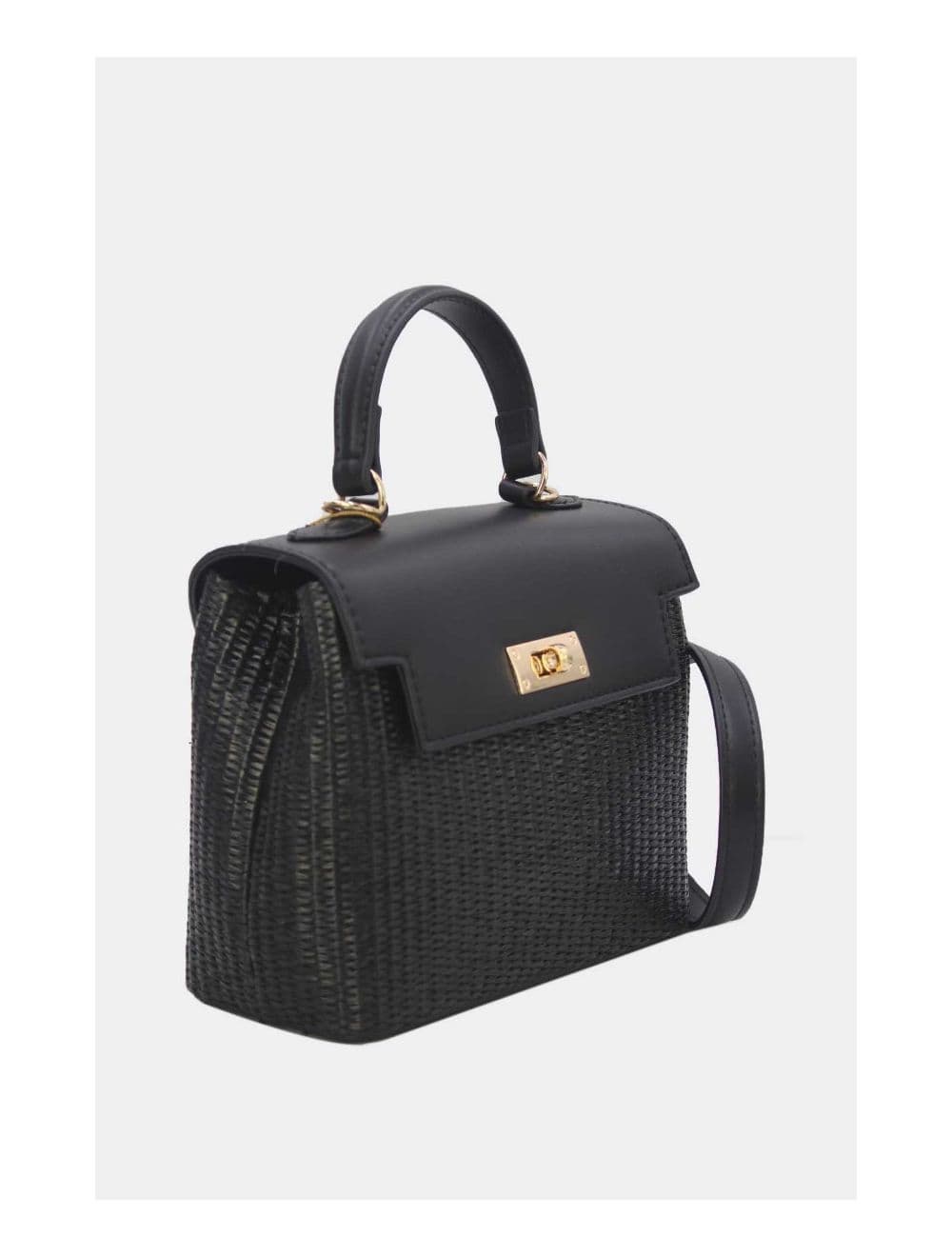 Petit Sac à Main Effet Paille 24P-5926A-Black/Black — vue 3