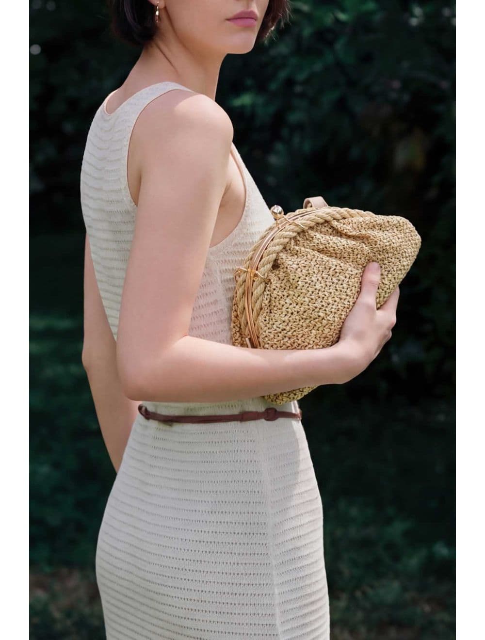Pochette Tressé Avec Bandoulière Large 23P-5816-Beige — vue 6
