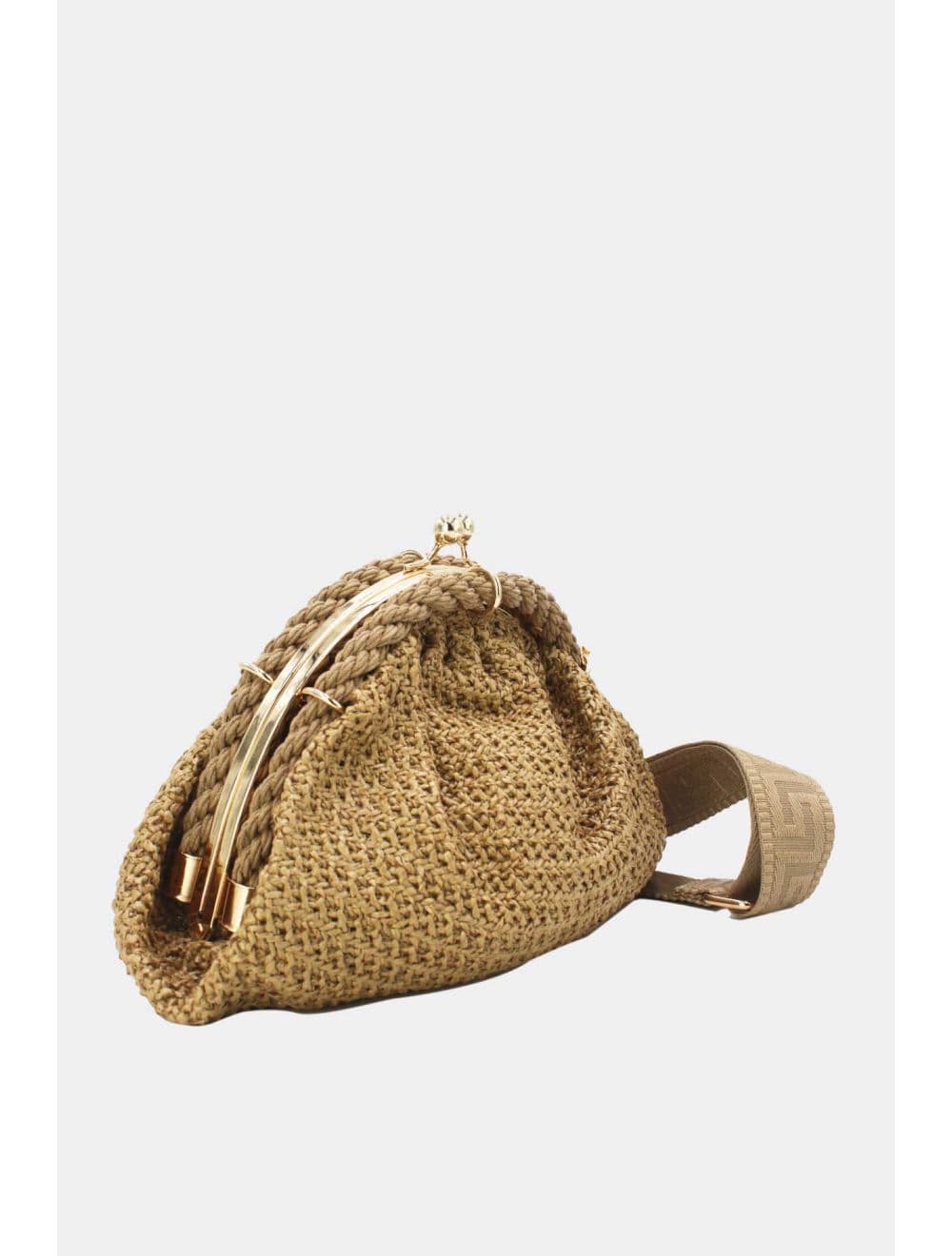 Pochette Tressé Avec Bandoulière Large 23P-5816-Abricot — vue 3