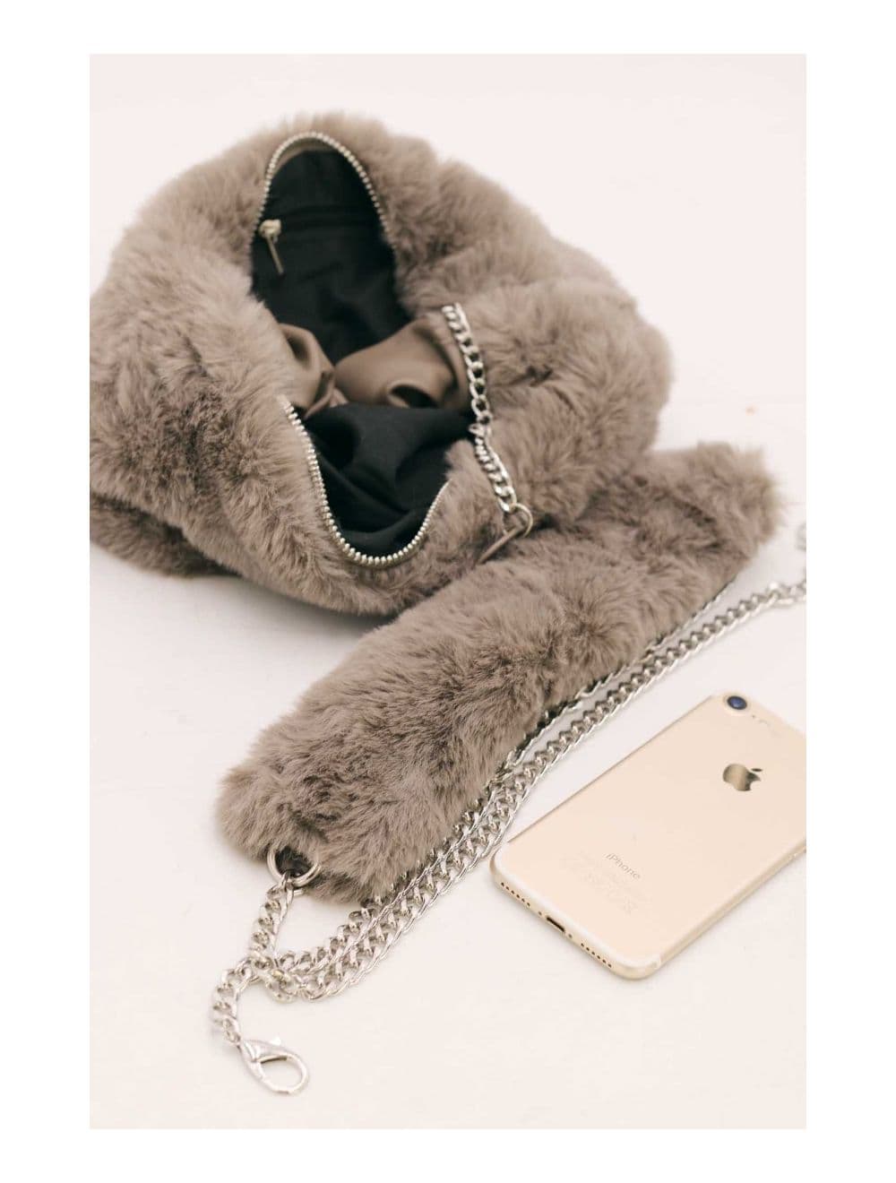 Mini Sac à Main Fausse Fourrure-23P-5689-Camel
