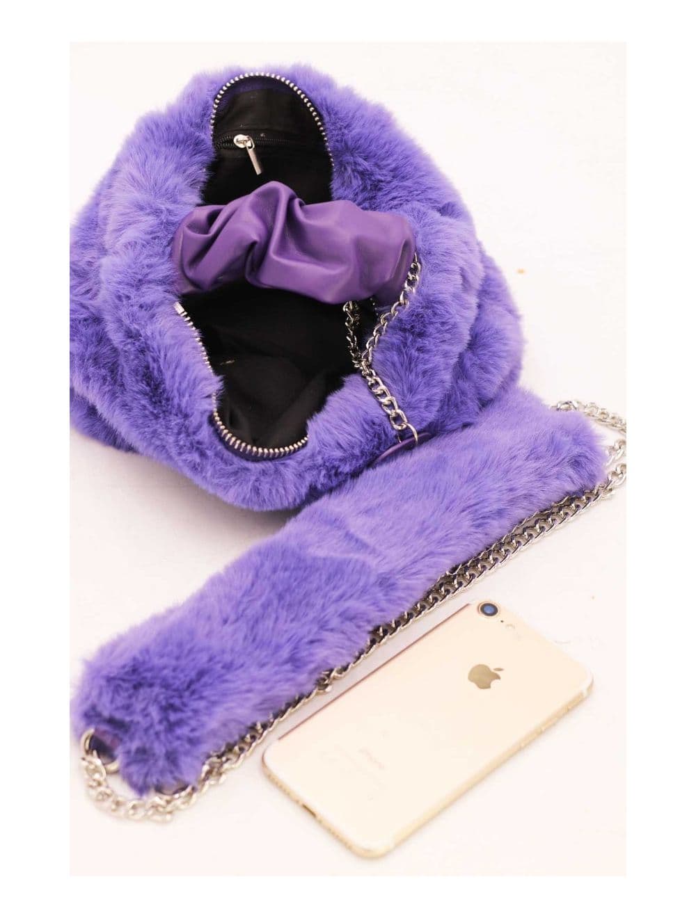 Mini Sac à Main Fausse Fourrure-23P-5689-Violet