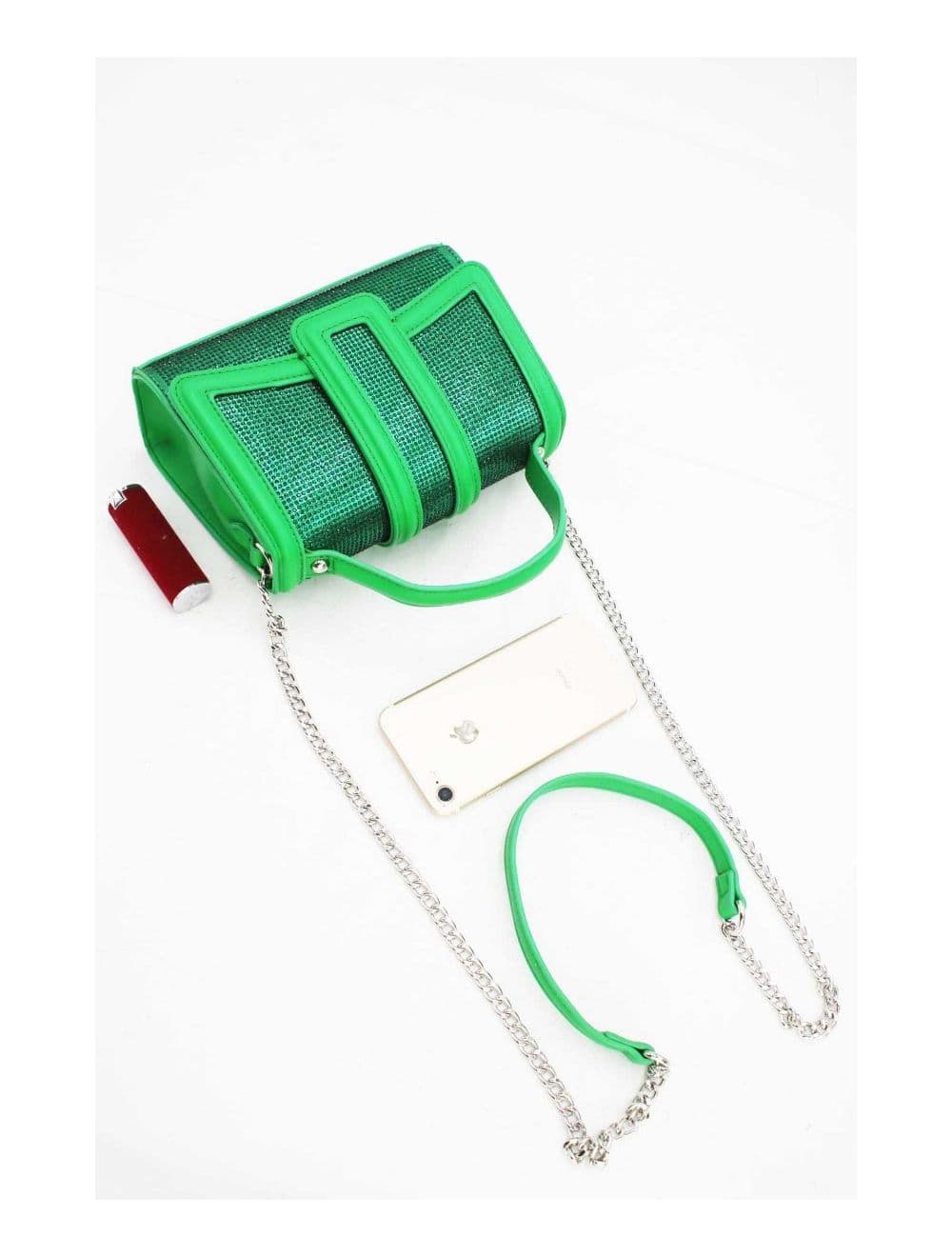 Mini Sac à Main Strassé Style Vintage  22B-5592-Green