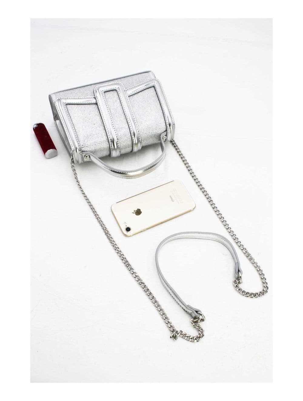Mini Sac à Main Strassé Style Vintage  22B-5592-Silver