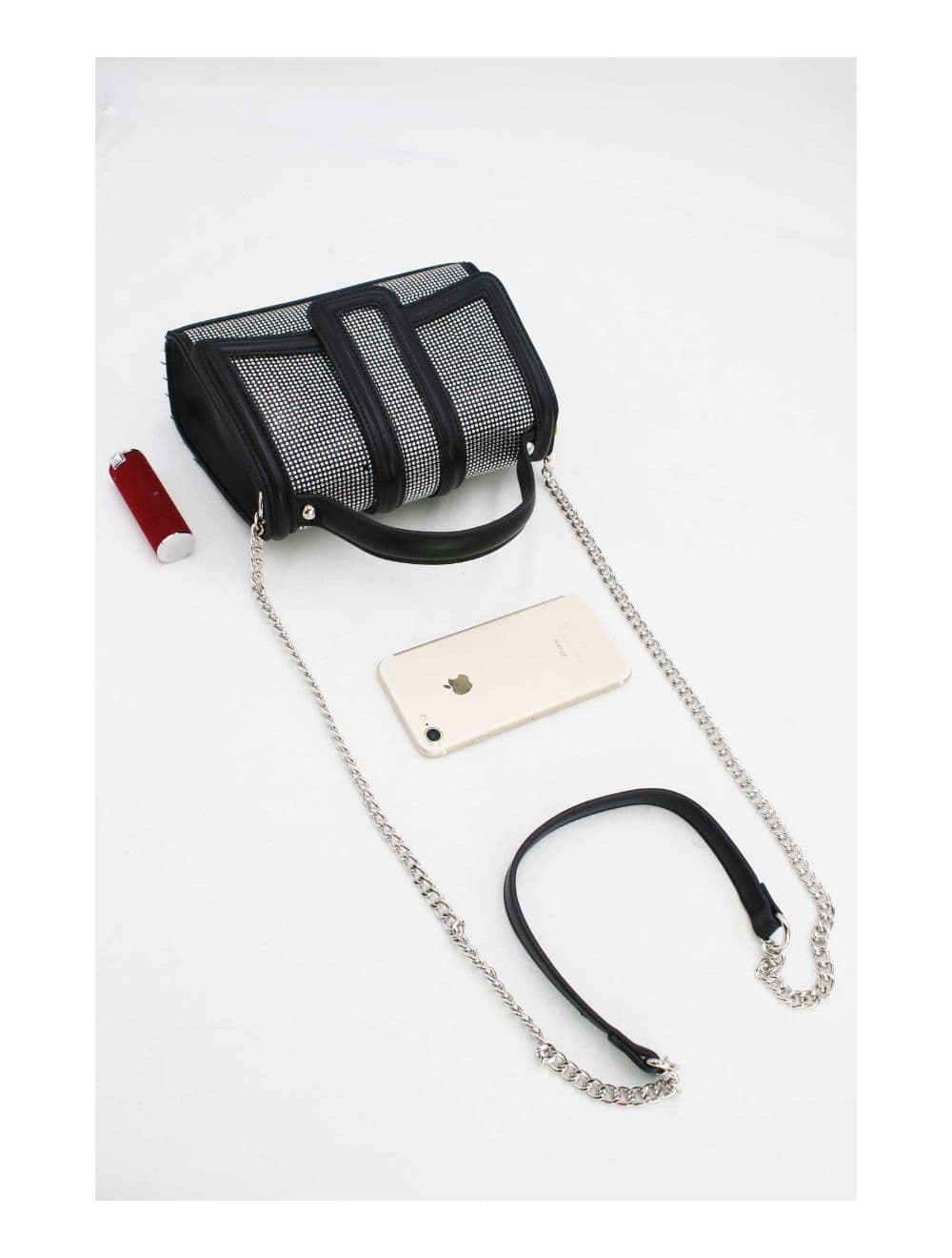 Mini Sac à Main Strassé Style Vintage  22B-5592-Black
