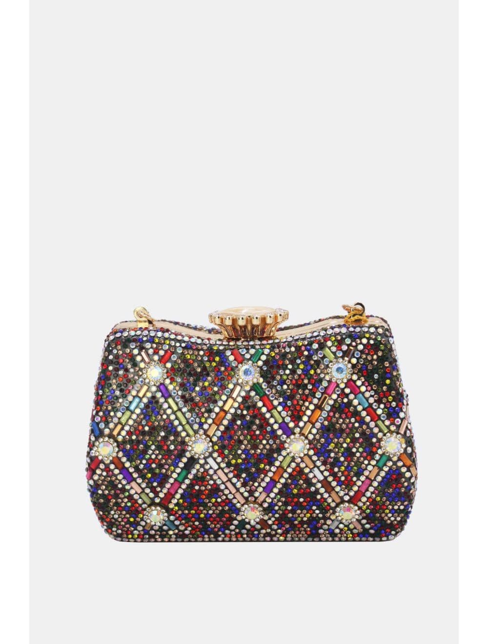 Pochette Soirée Strass Avec Chaîne 25BW-3535-Mix — vue 4