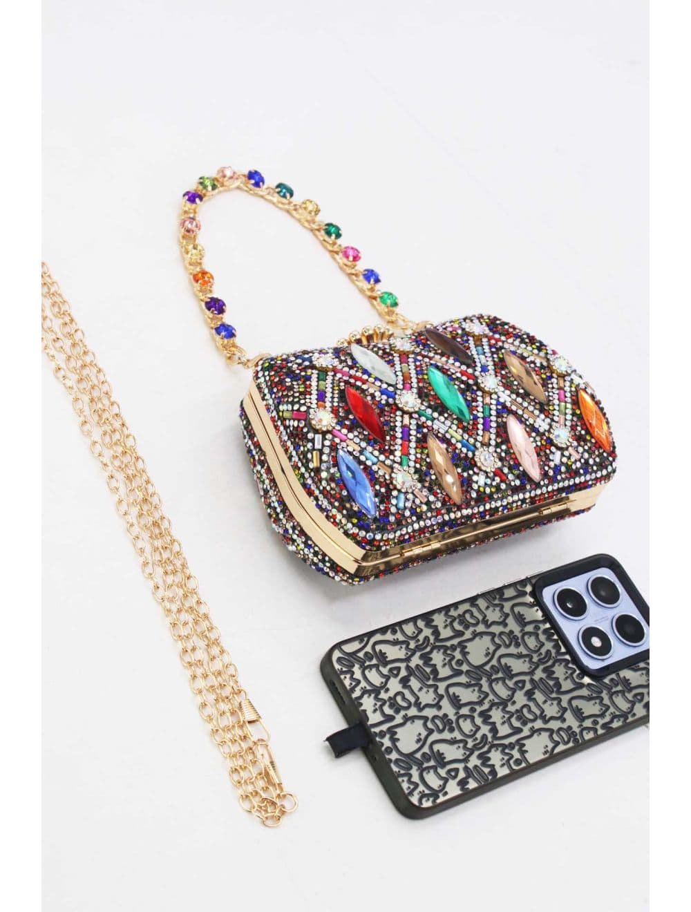 Pochette Soirée Strass Avec Chaîne 25BW-3535-Mix — vue 5