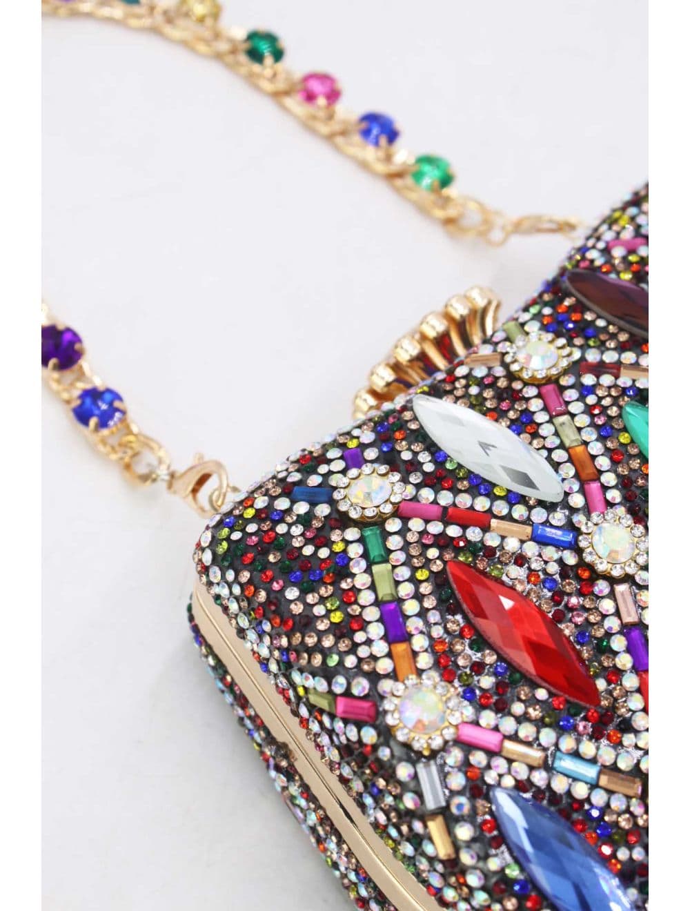 Pochette Soirée Strass Avec Chaîne 25BW-3535-Mix — vue 6