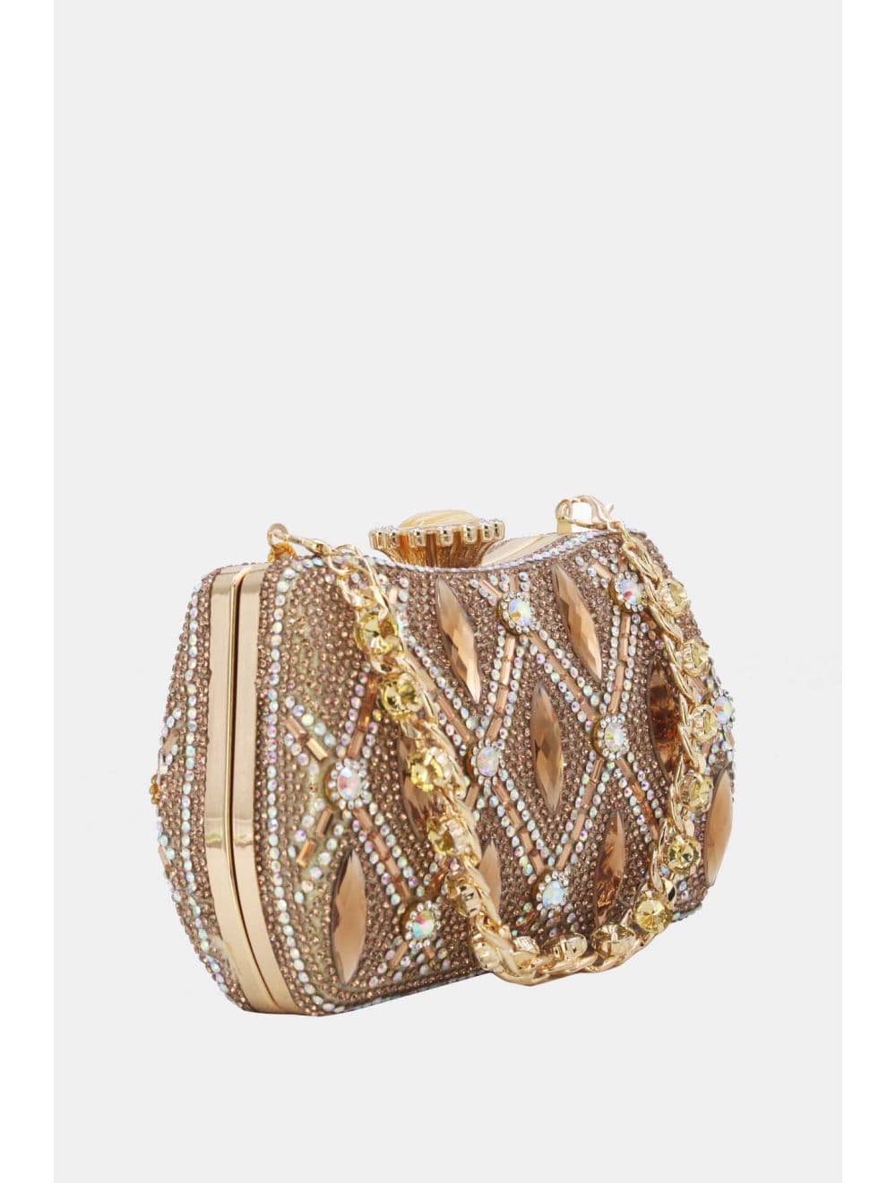 Pochette Soirée Strass Avec Chaîne 25BW-3535-Doré — vue 3