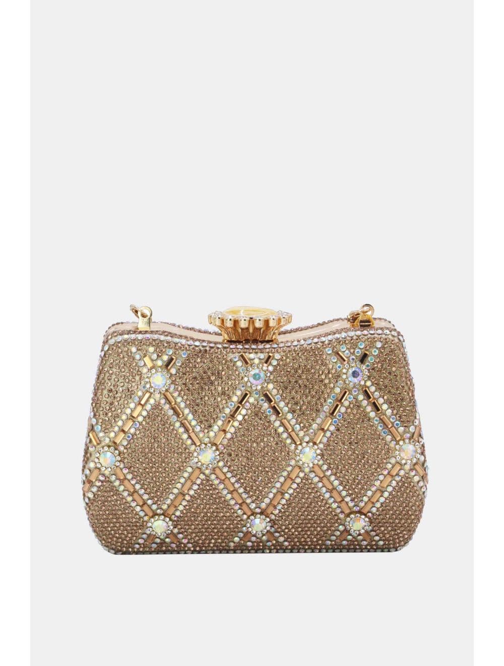 Pochette Soirée Strass Avec Chaîne 25BW-3535-Doré — vue 4
