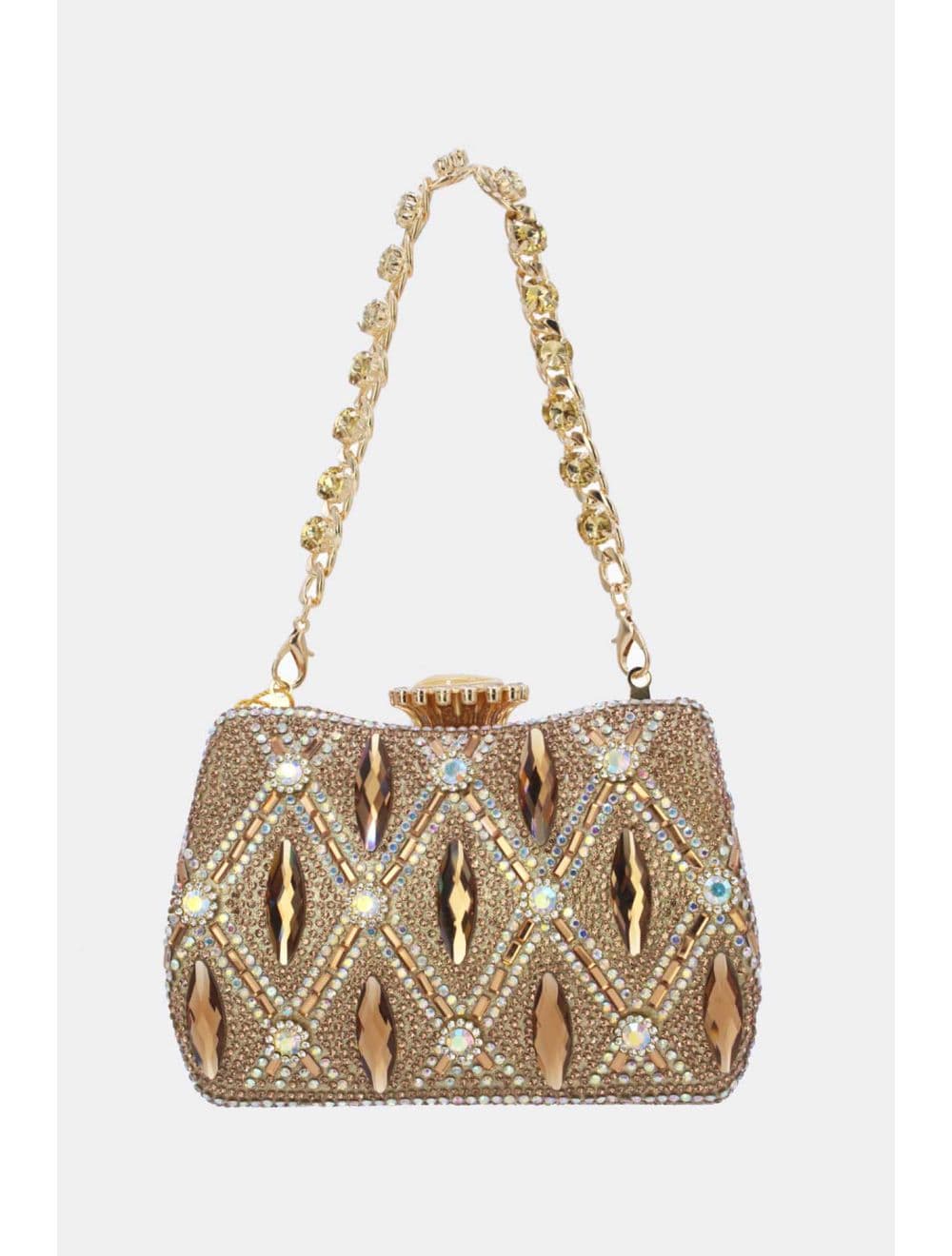 Pochette Soirée Strass Avec Chaîne 25BW-3535-Doré — vue 6