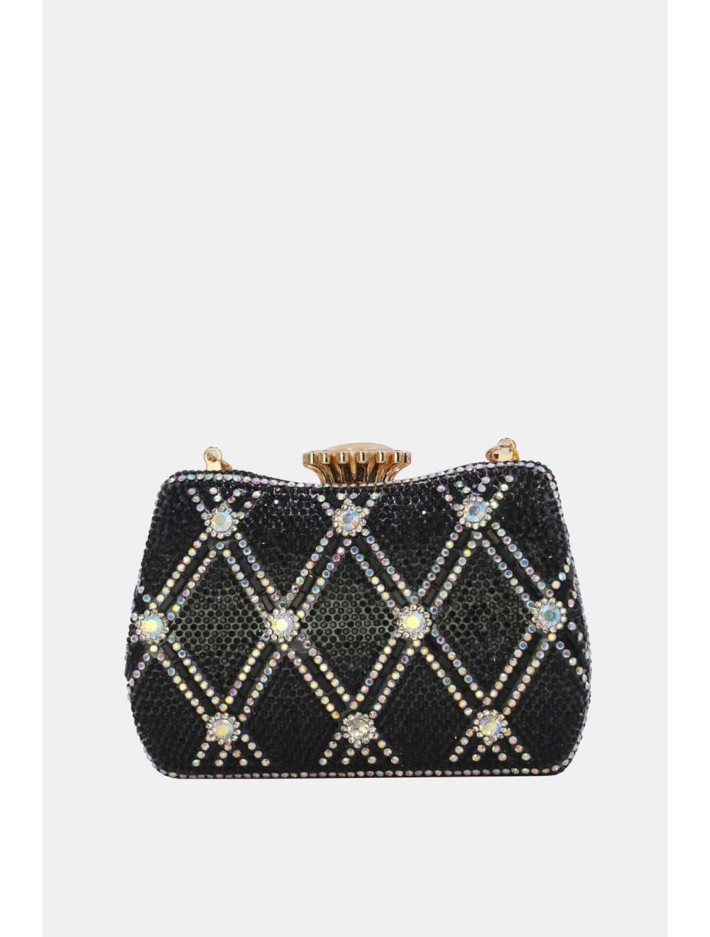 Pochette Soirée Strass Avec Chaîne 25BW-3535-Noir — vue 3