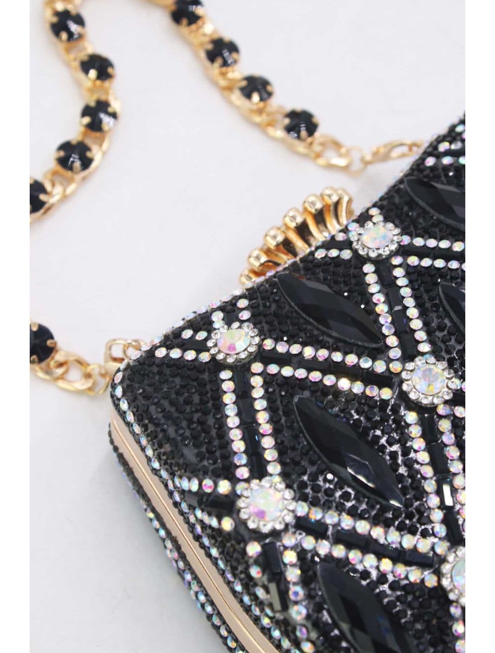 Pochette Soirée Strass Avec Chaîne 25BW-3535-Noir — vue 5