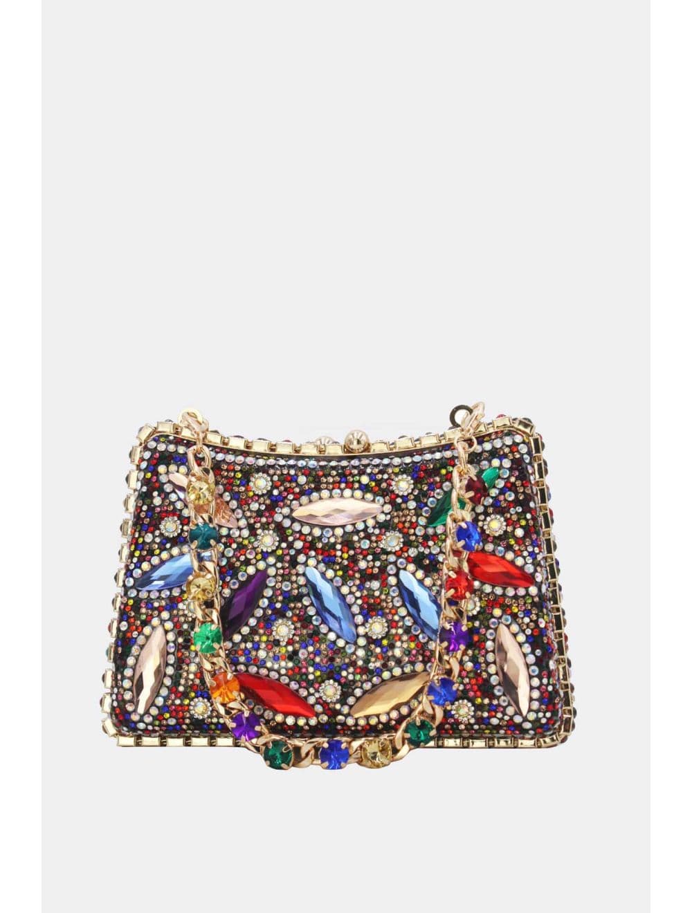 Pochette Soirée Strass avec Chainette Bandoulière 25R-3641-Mix — vue 4
