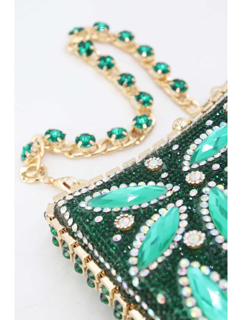 Pochette Soirée Strass avec Chainette Bandoulière 25R-3641-Vert — vue 3
