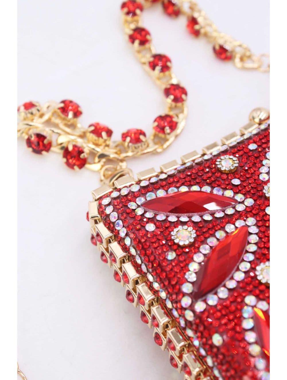 Pochette Soirée Strass avec Chainette Bandoulière 25R-3641-Rouge — vue 3