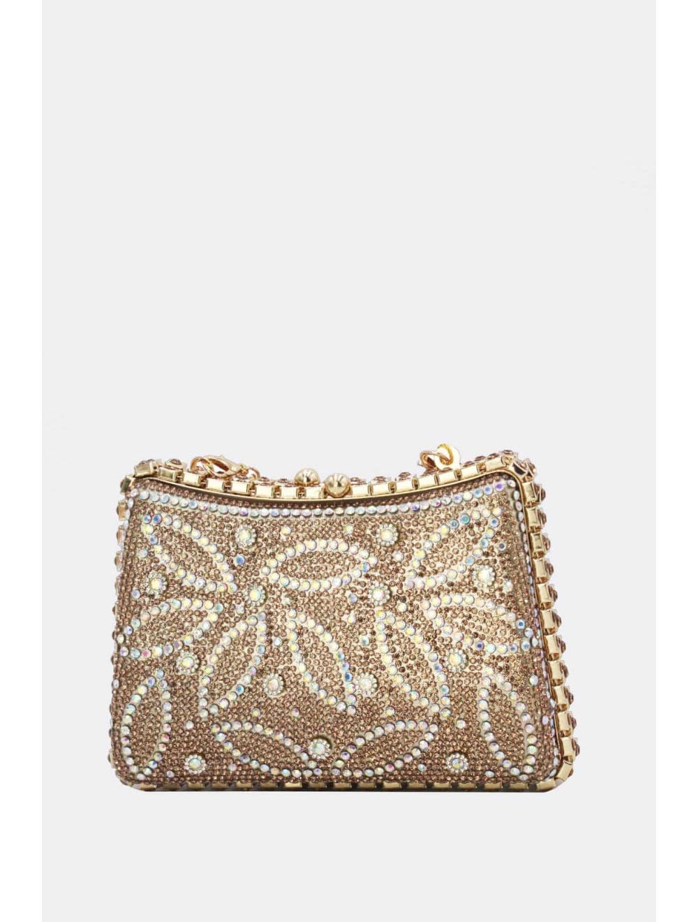 Pochette Soirée Strass avec Chainette Bandoulière 25R-3641-Doré