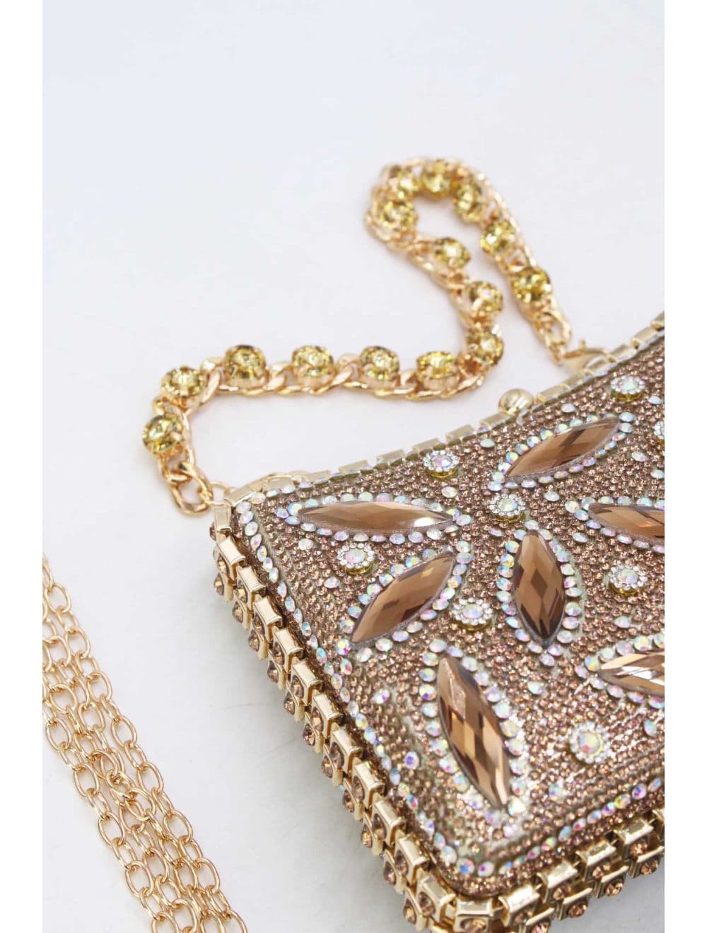Pochette Soirée Strass avec Chainette Bandoulière 25R-3641-Doré — vue 3