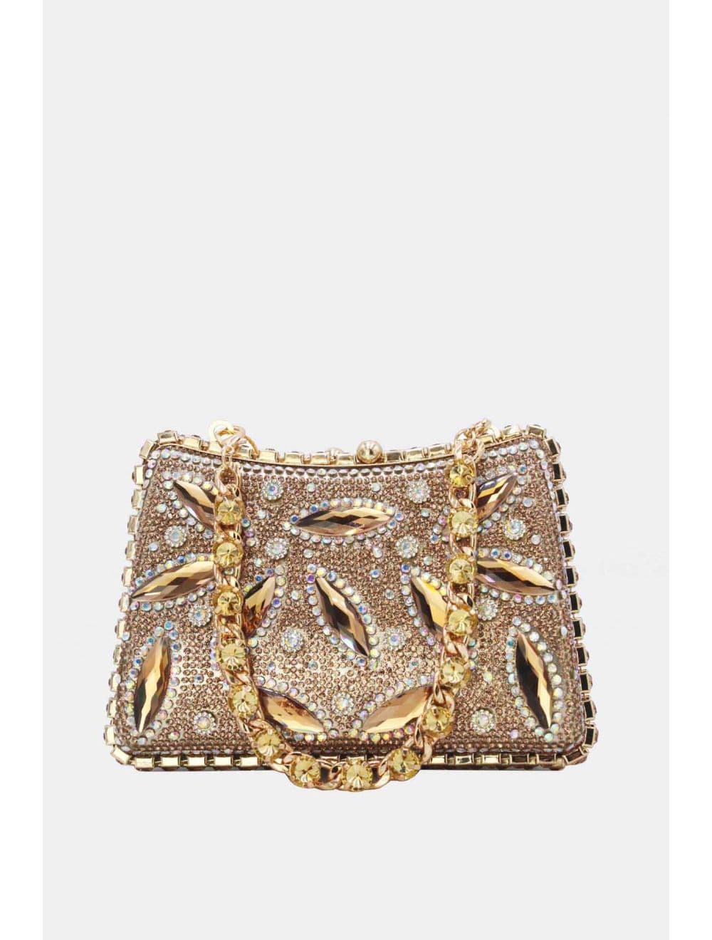 Pochette Soirée Strass avec Chainette Bandoulière 25R-3641-Doré — vue 4