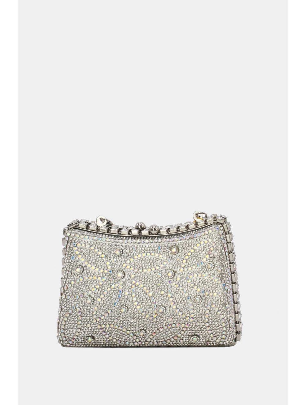 Pochette Soirée Strass avec Chainette Bandoulière 25R-3641-Argenté