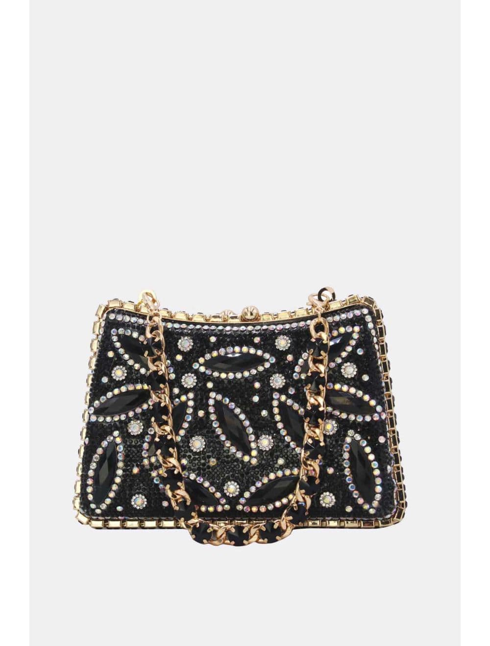 Pochette Soirée Strass avec Chainette Bandoulière 25R-3641-Noir — vue 4