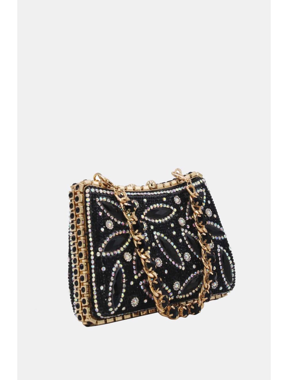 Pochette Soirée Strass avec Chainette Bandoulière 25R-3641-Noir — vue 5