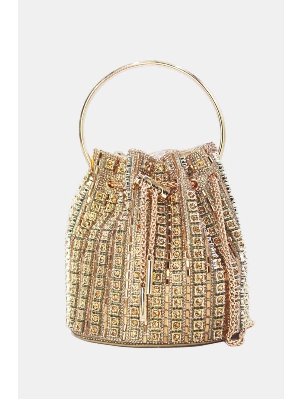 Sac Seau Soirée Avec Strasse RÉASSORT 24P-5954-Dorée