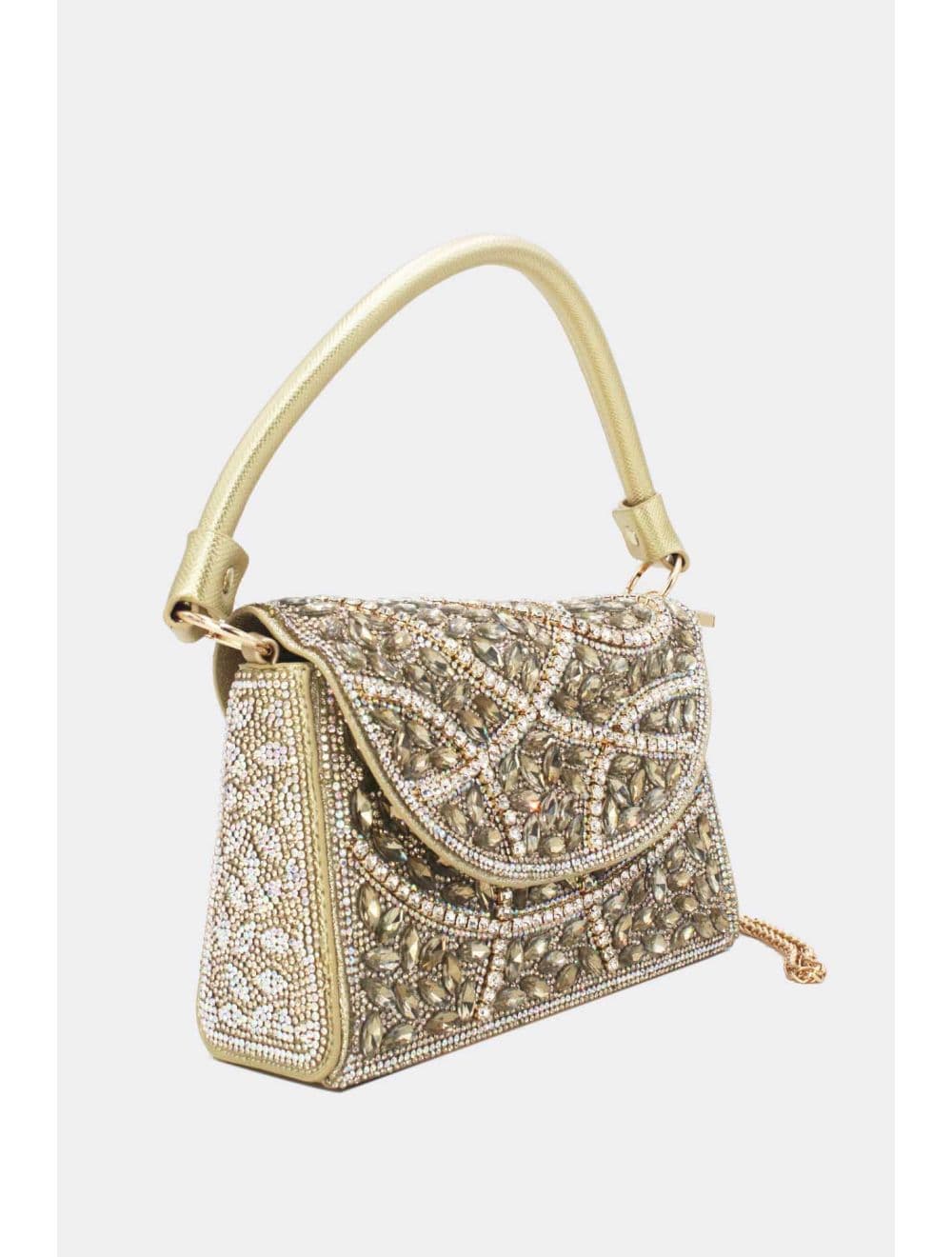 Sac à Main Soirée Strass 25P-6142-Plain Gold