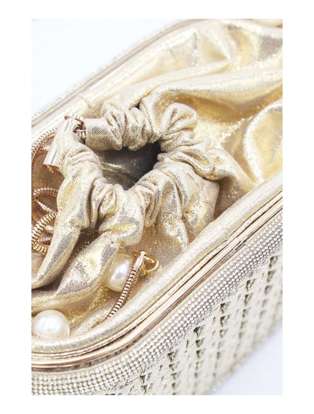 Sac à Main Soirée à Anse Perles 24P-5859-Doré