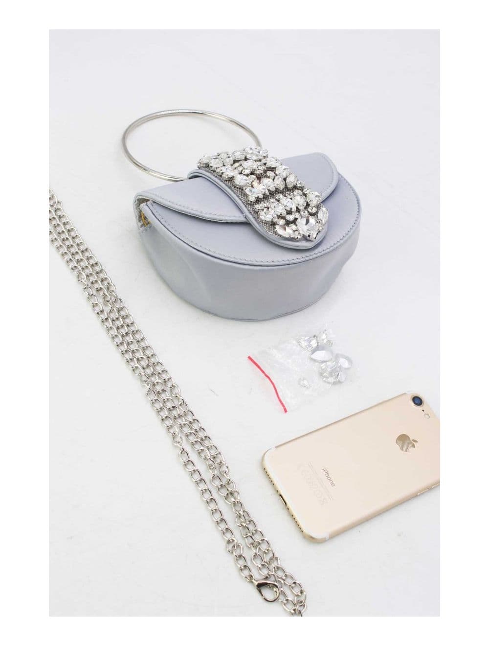 Sac Soirée à Languette Diamants 24P-5929-Argenté