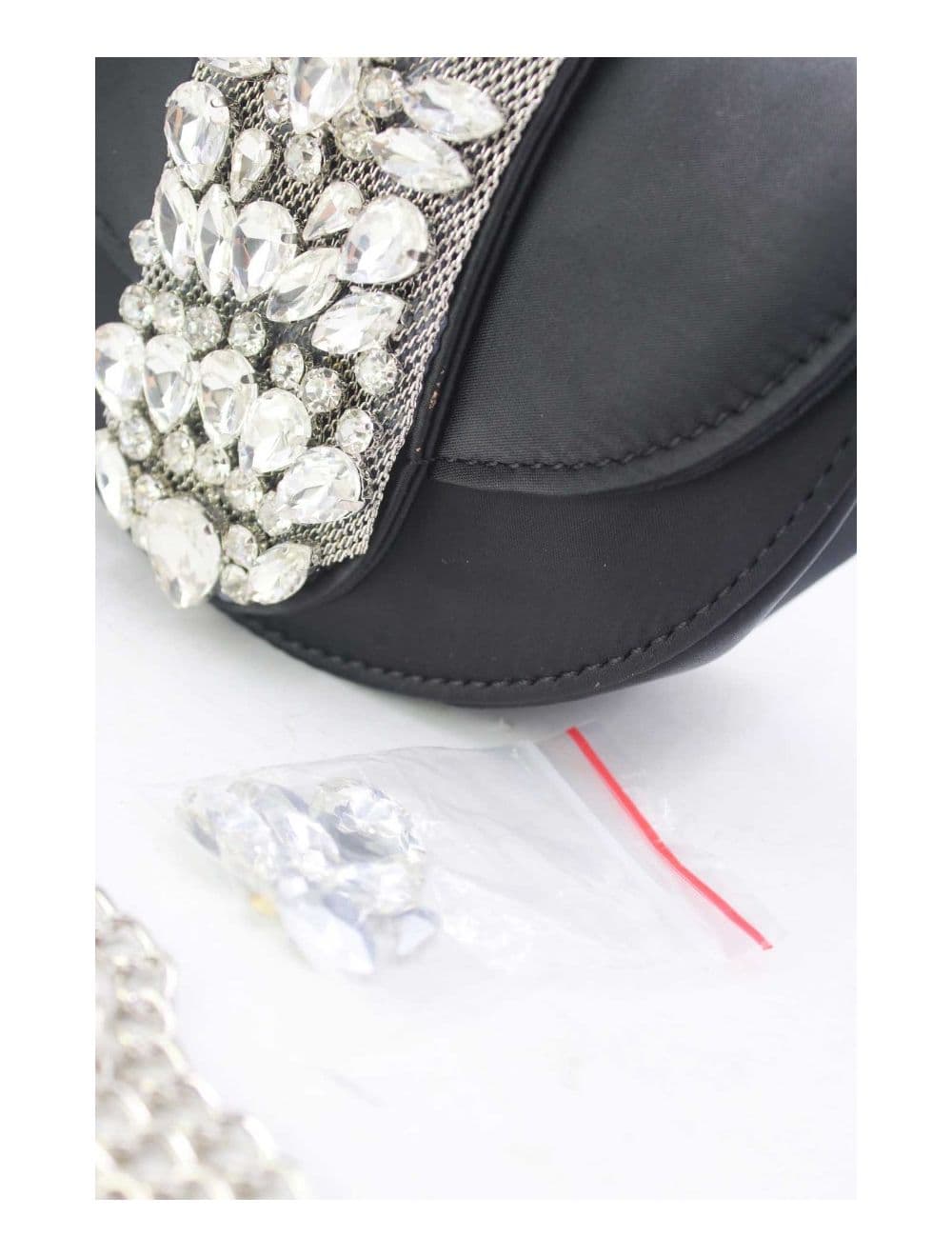 Sac Soirée à Languette Diamants 24P-5929-Noir — vue 5