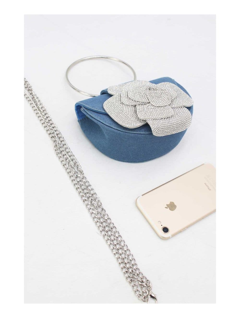 Sac Soirée Strass à Fleur 24P-5930-Bleu — vue 4