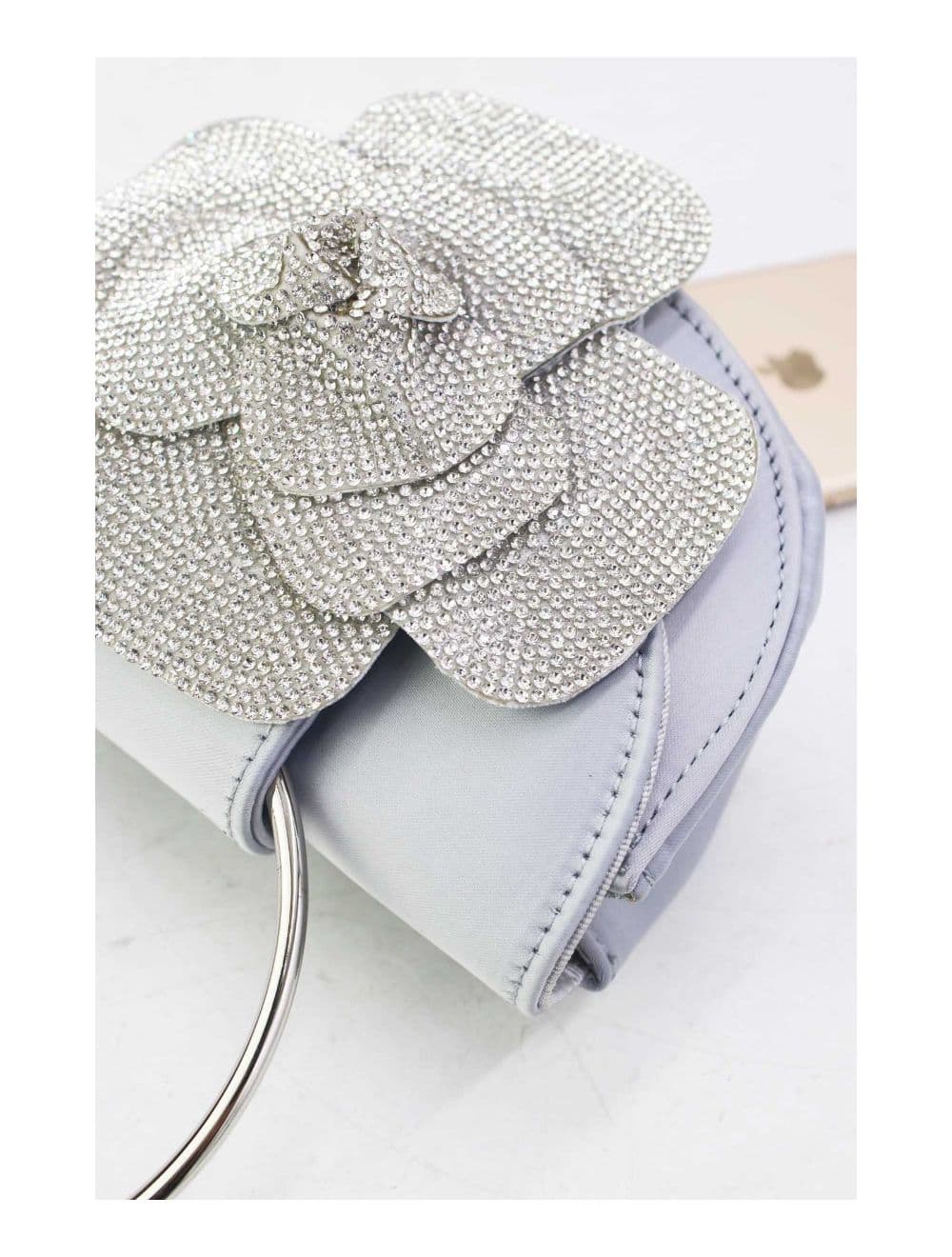 Sac Soirée Strass à Fleur 24P-5930-Argenté