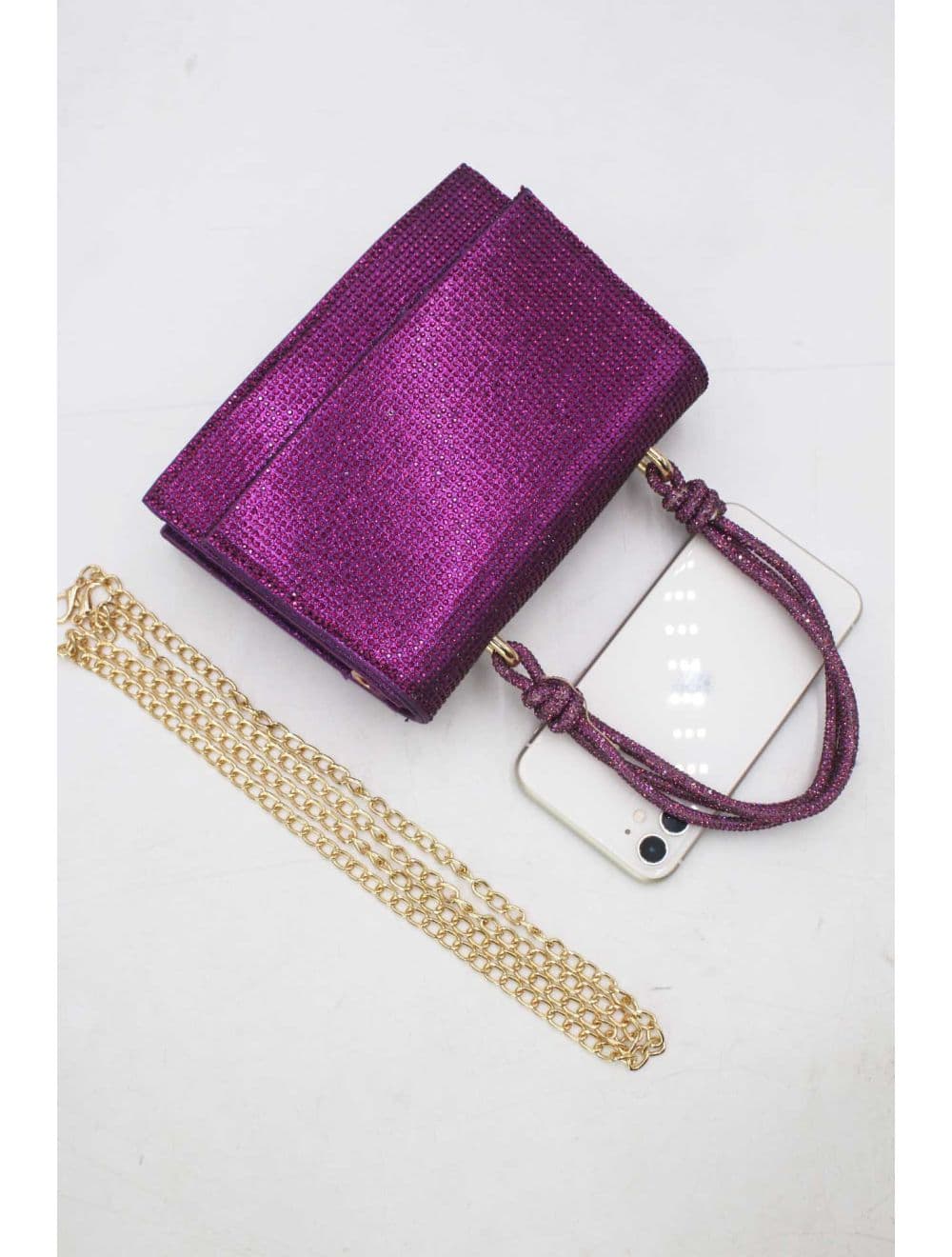 Sac Soirée Strass Minimaliste  23P-5708-Violet