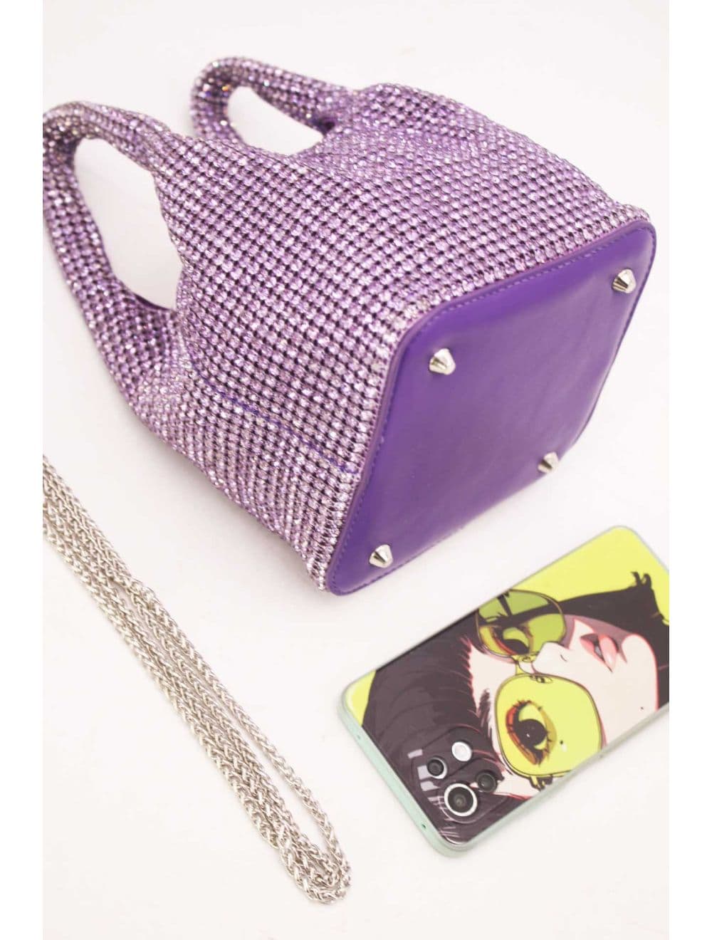Sac À Main Seau Diamant Strass Pour Femmes-22P-5605-Violet