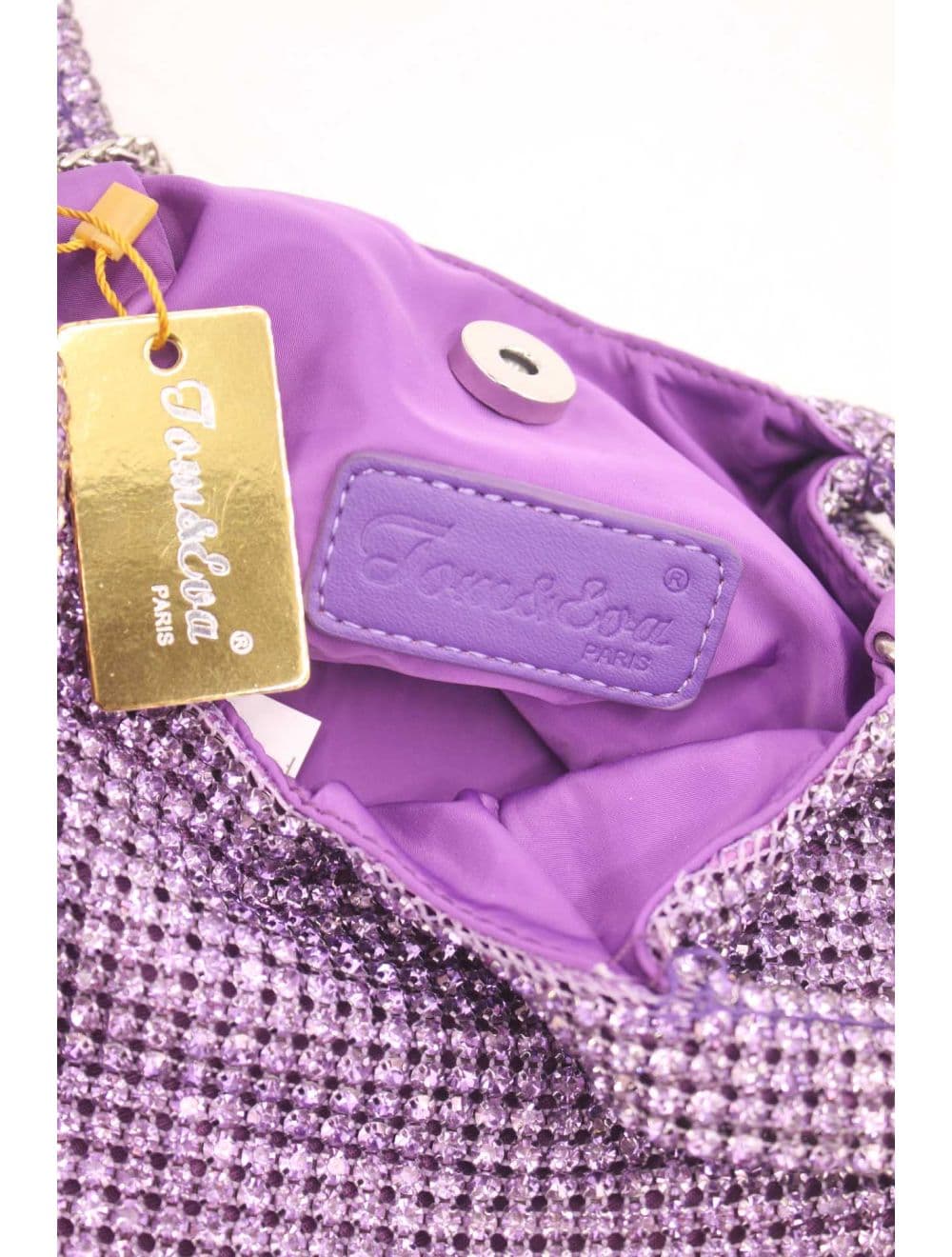 Sac À Main Seau Diamant Strass Pour Femmes-22P-5605-Violet — vue 4