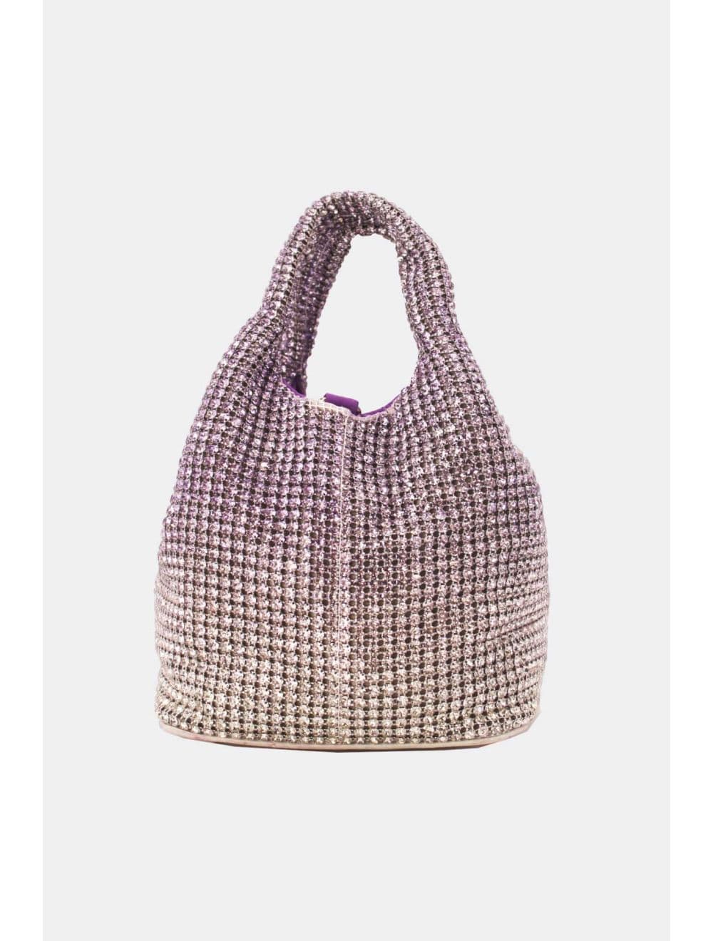 Sac À Main Seau Diamant Strass Pour Femmes-22P-5605-Violet/Argent — vue 2