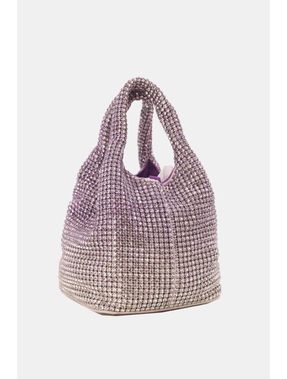 Sac À Main Seau Diamant Strass Pour Femmes-22P-5605-Violet/Argent — vue 3