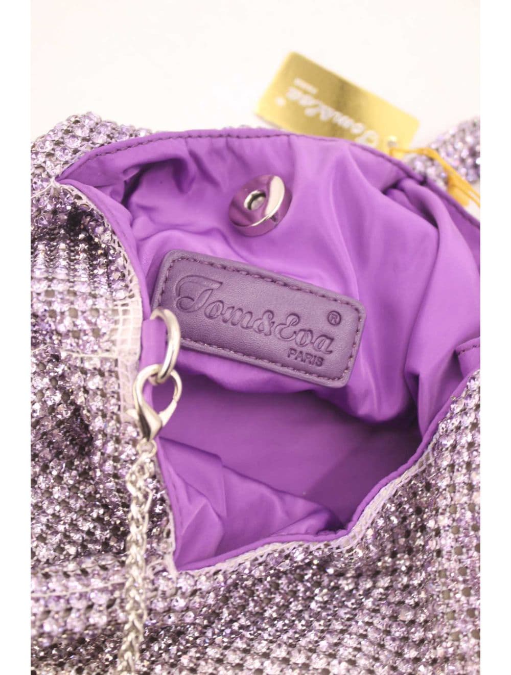 Sac À Main Seau Diamant Strass Pour Femmes-22P-5605-Violet/Argent — vue 4