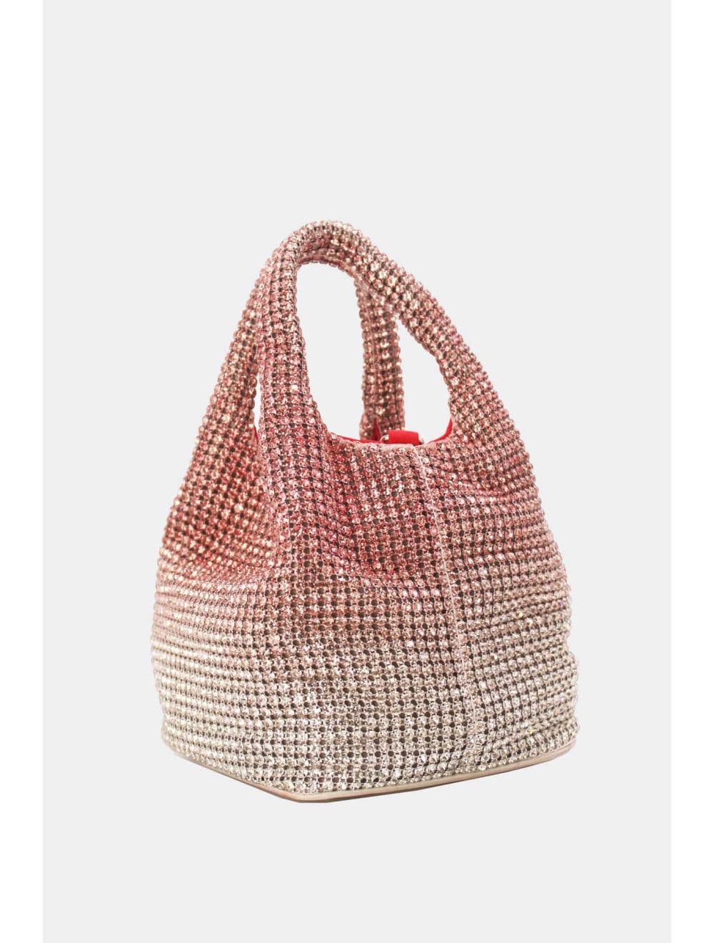 Sac À Main Seau Diamant Strass Pour Femmes-22P-5605-Rose/Argent — vue 3