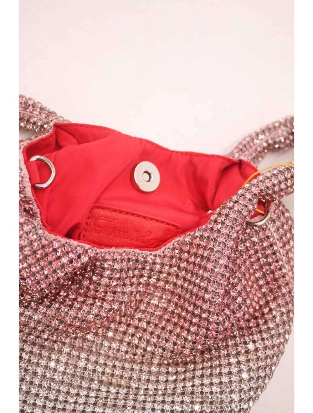 Sac À Main Seau Diamant Strass Pour Femmes-22P-5605-Rose/Argent — vue 4