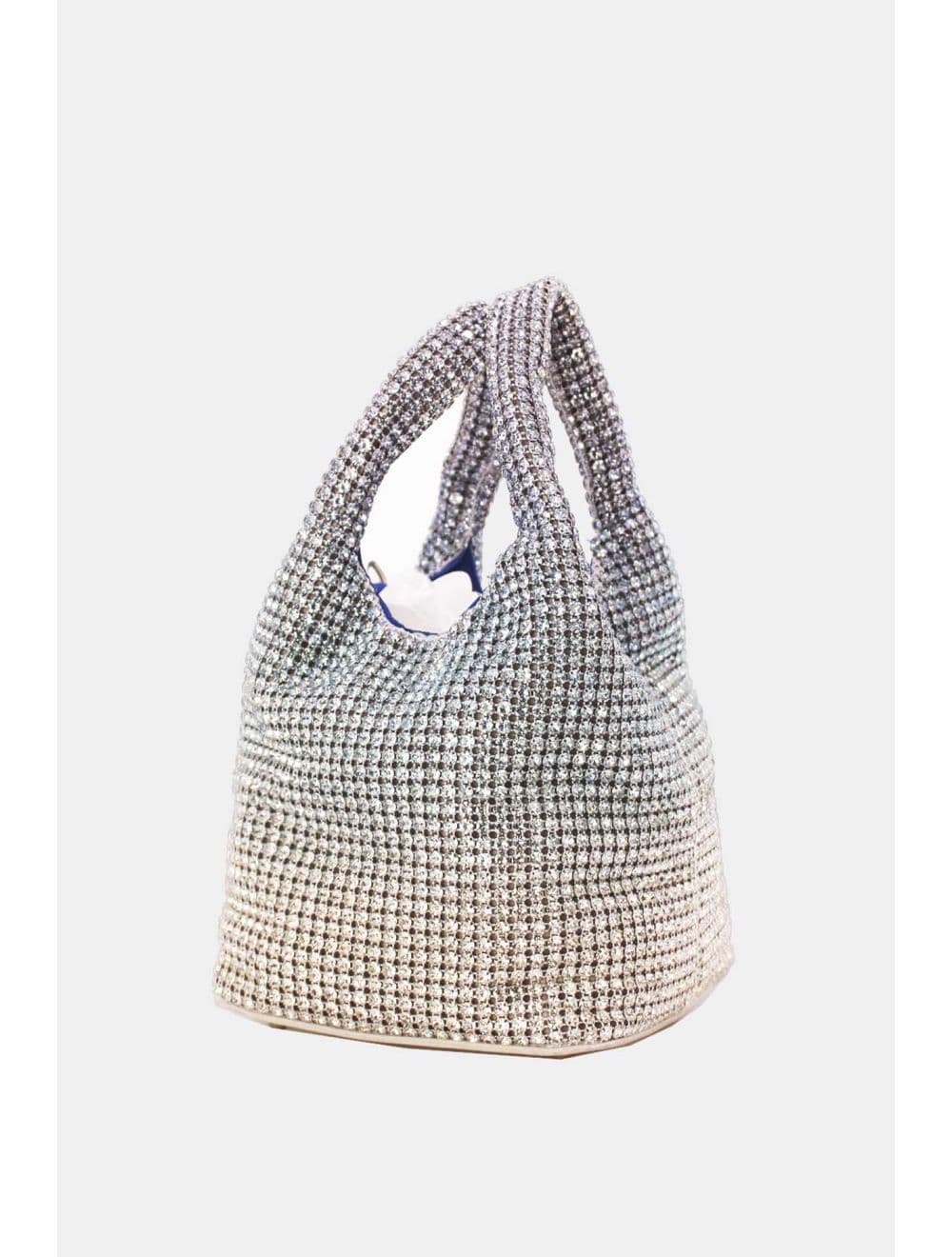 Sac À Main Seau Diamant Strass Pour Femmes-22P-5605-Bleu/Argent — vue 3