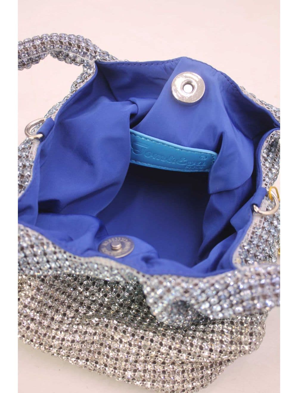 Sac À Main Seau Diamant Strass Pour Femmes-22P-5605-Bleu/Argent — vue 4