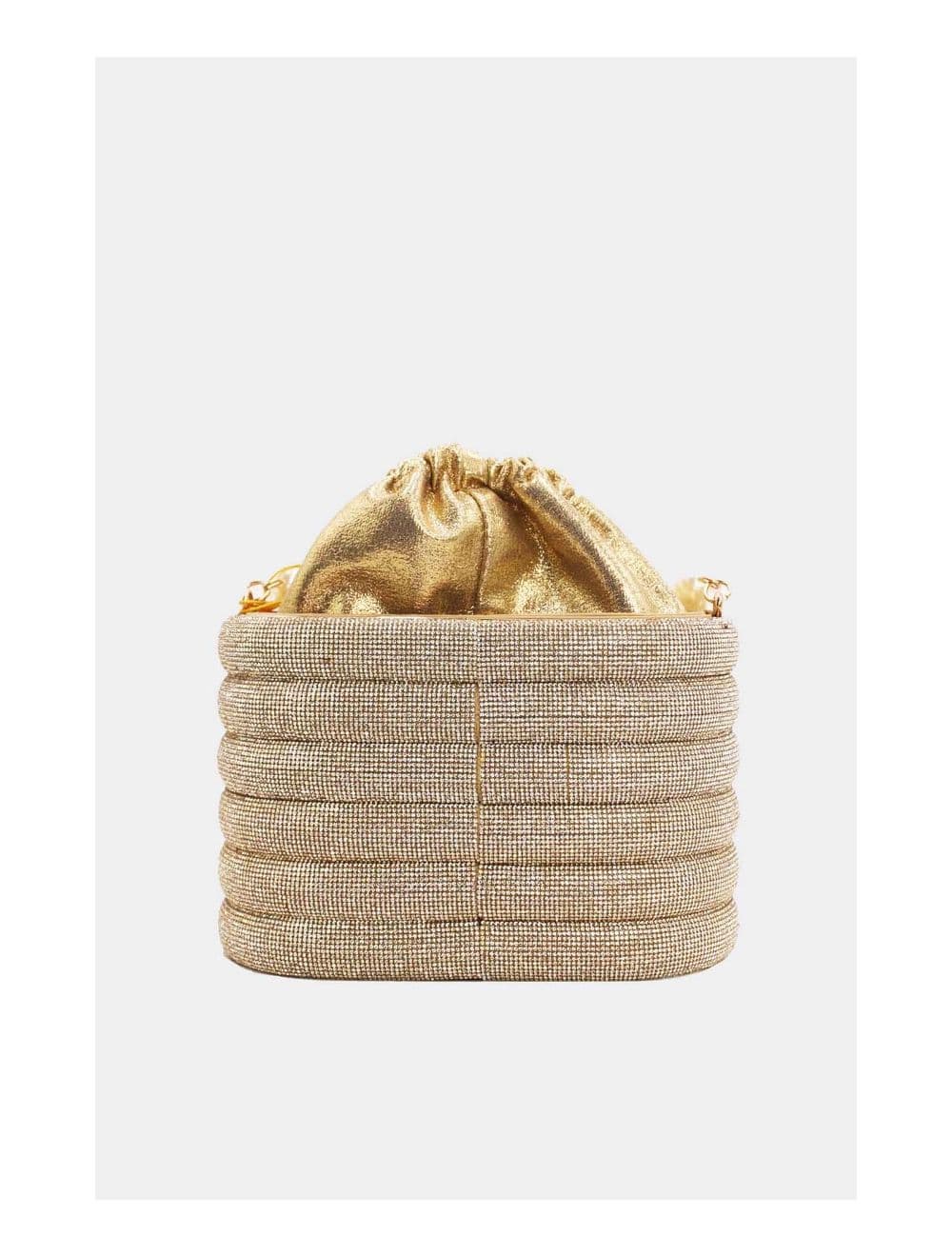 Petit Sac Seau Soirée Avec Strasse à  Anse Perles-23P-5761-Gold — vue 4