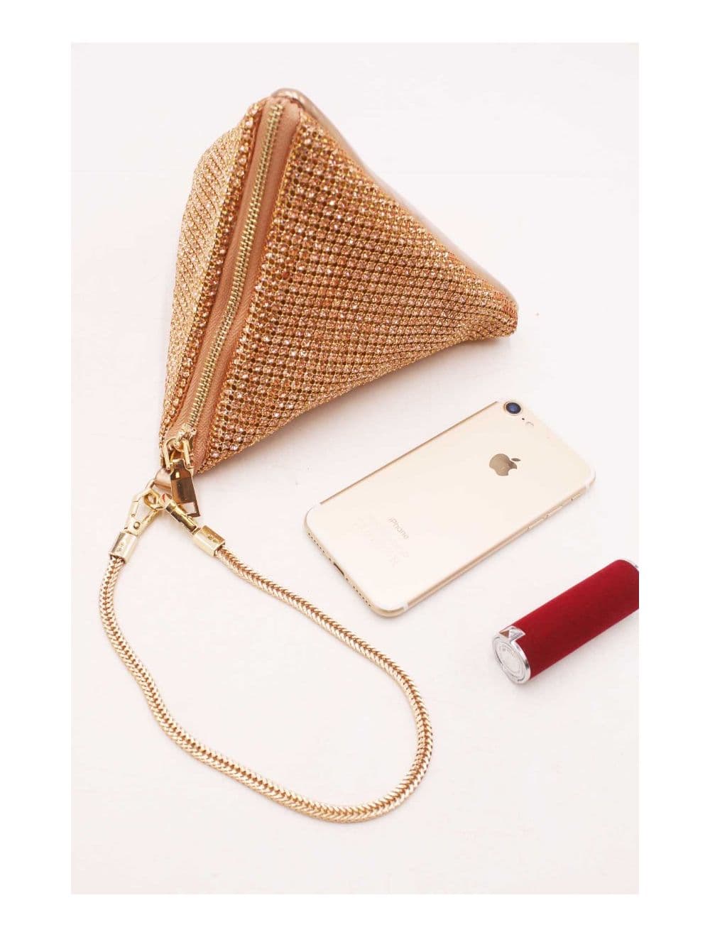 Pochette Soirée Triangle Strass 23P-5735-Champagne