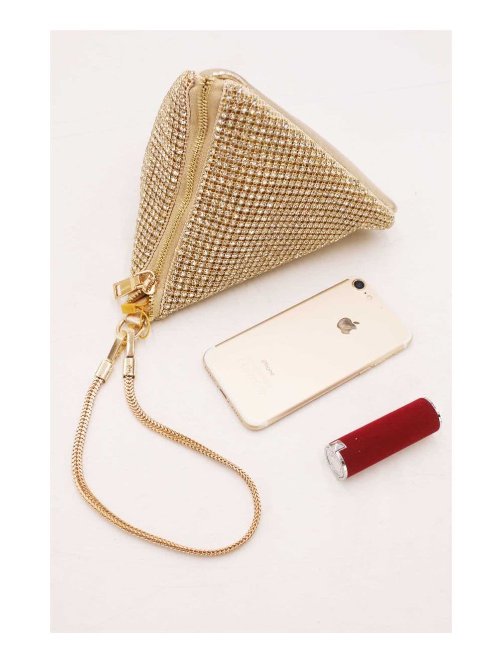 Pochette Soirée Triangle Strass 23P-5735-Gold — vue 5