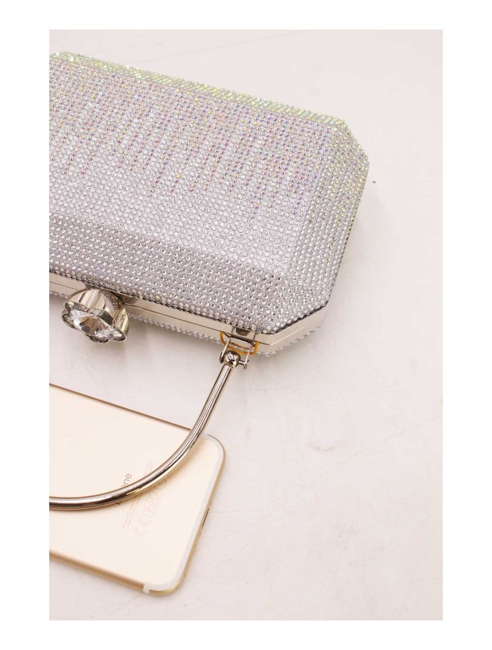 Sac Soirée Boîte de Nuit Strass  23P-5719-Argent