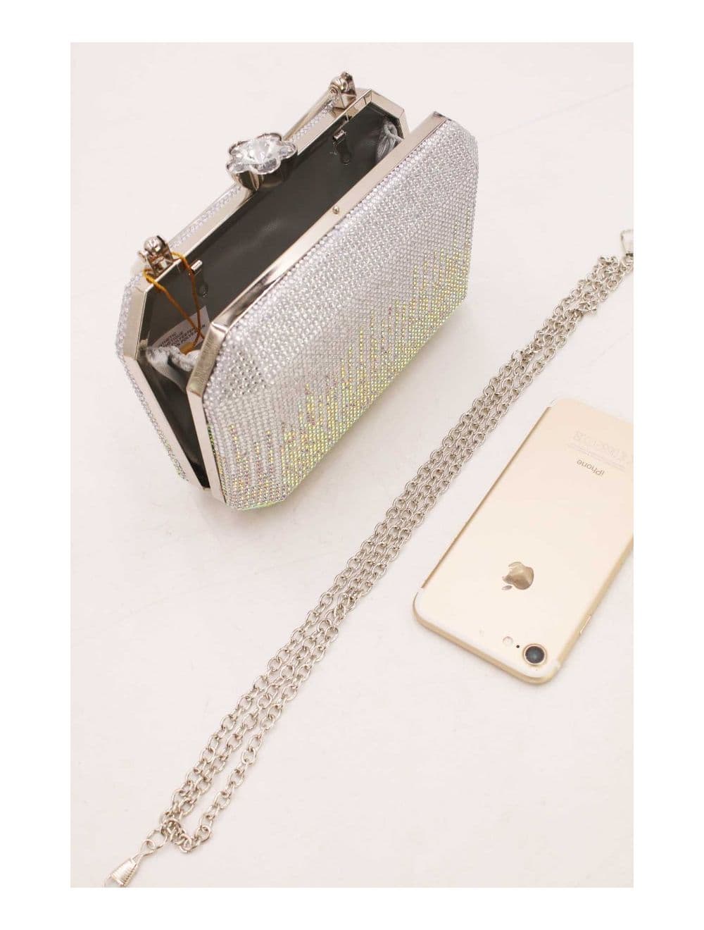 Sac Soirée Boîte de Nuit Strass  23P-5719-Argent — vue 4
