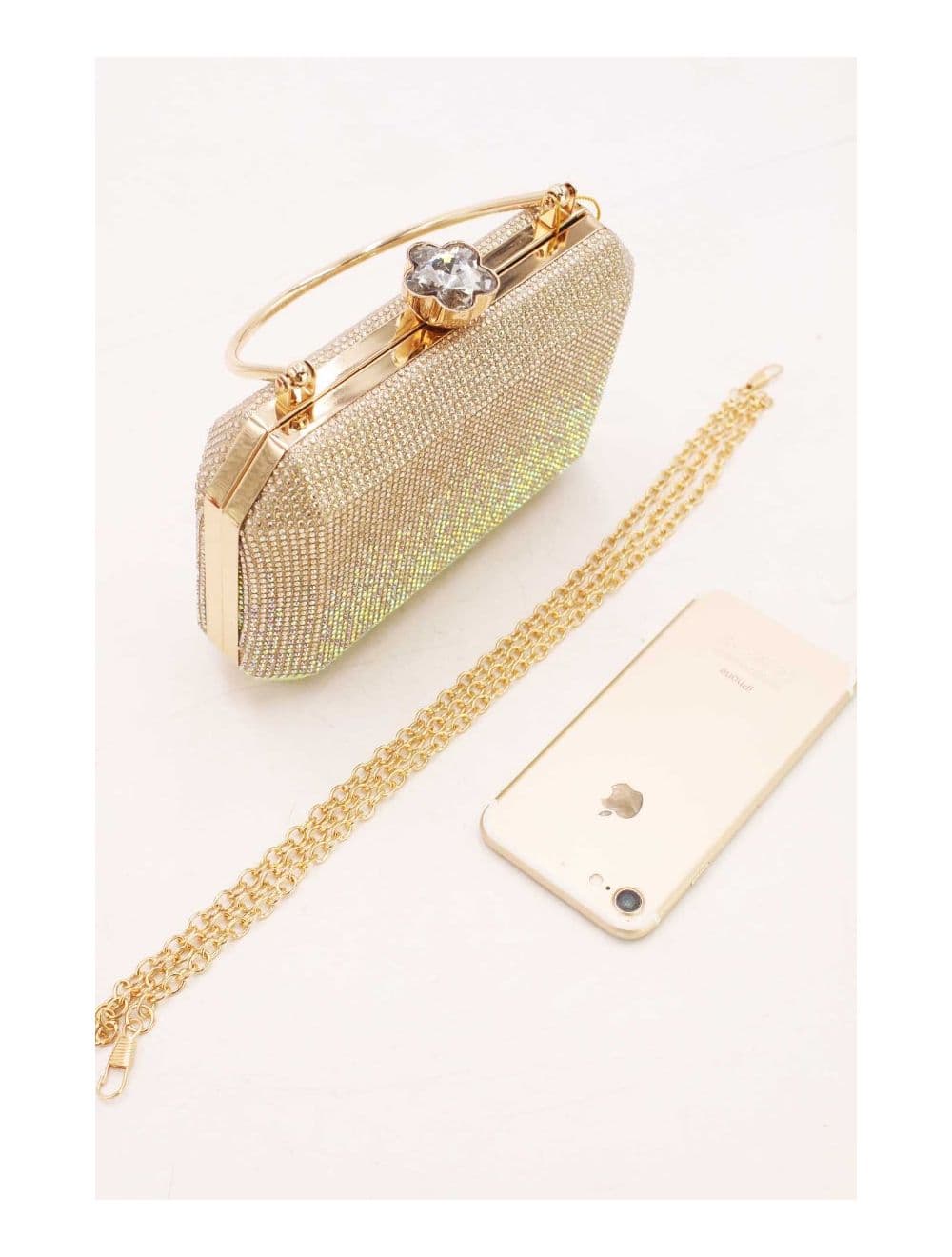 Sac Soirée Boîte de Nuit Strass  23P-5719-Doré — vue 3
